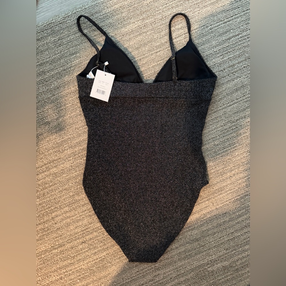 Andie The Lanikai - Lurex Rib - Black Silver - Long Torso Size L. LONG TORSO. - Picture 8 of 8